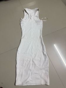 Chic white Ribbed Bodycon Dress