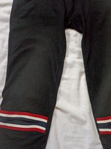 Striped Knee Black Leggings