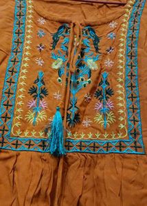 "FREEBIE" Boho Embroidered Orange Tunic Top