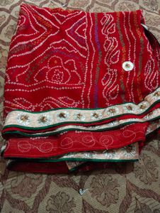 Red Bandhani Saree