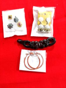 Jewelry Set - 2 Earrings, Hair Clip & Nose Pins🆕