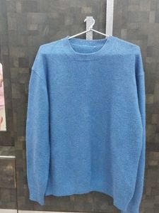 Blue Knit Pullover Sweater