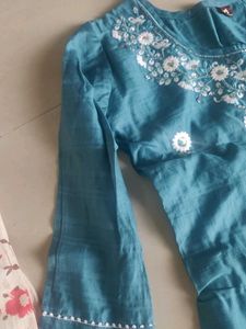 Teal Embroidered Kurti