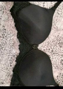 Lace Trim Black Bra  34 B