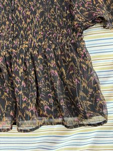 ONLY Printed Smocked Peplum Top