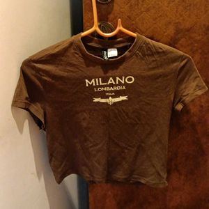 Brown Milano Cropped T-Shirt