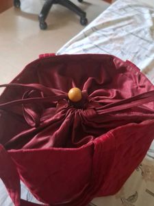 Quilted Red Drawstring Handbag