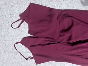 Elegant Burgundy Maxi Dress with Slit