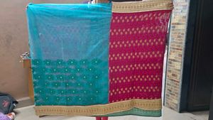 Beautiful Teal & Magenta Saree