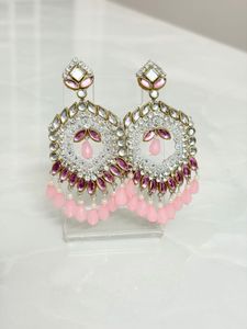 Elegant Pink & White Stone Earrings