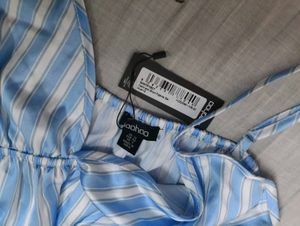Blue and White Striped Peplum Top