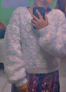 Cute Patterned Fuzzy Knit Sweater