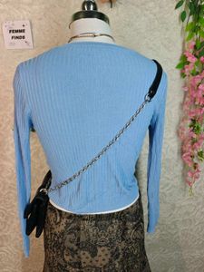 Ribbed Blue Cardigan