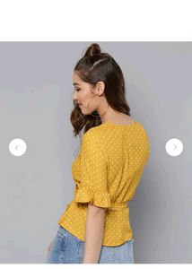 Yellow Polka Dot Vintage Wrap Top
