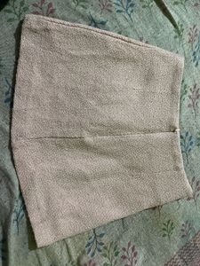 Woven Mini Skirt with Slit