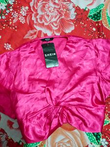 Satin Tie-Front Crop Top