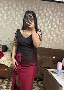 Elegant Black & Red Ombre Party Dress re ❤️🎀