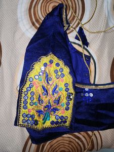 Embroidered Blue Silk Blouse