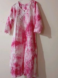 Unused Chikankari Kurta - Pink Tie-Dye