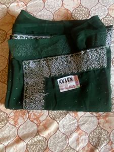 Elegant Emerald Green Embellished Saree