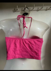 Hot Pink Lace-Up Corset Top