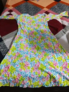 Vibrant Floral Print Long Kurta