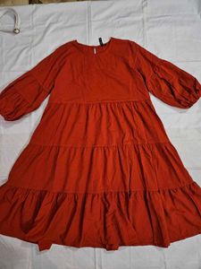 Trendy Tiered Rust Orange Dress