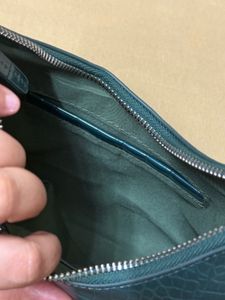 Stylish Teal Croc Embossed Shoulder Bag