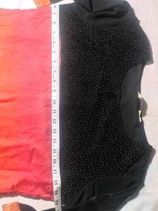 Women's Black &amp; Rust Designer Long Kurti | Stone W