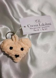 Crochet Heart Plushie Keychain