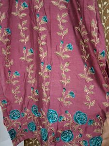 Embroidered Silk Suit with Salwaar &amp; Dupatta
