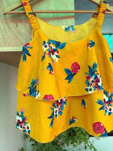 Yellow Floral Tiered Tank Top