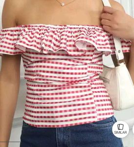 SHEIN Off-Shoulder Striped Ruffle Top