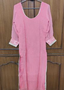 Beautiful Peach Georgette Embellished Suit set