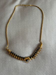 Black Bead Gold Chain Necklace