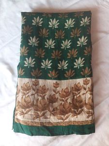 Green Lotus Print Saree Women’s Floral Prin