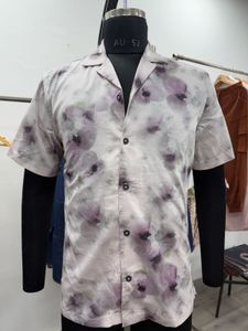 Abstract Floral Print Short Sleeve Shirt