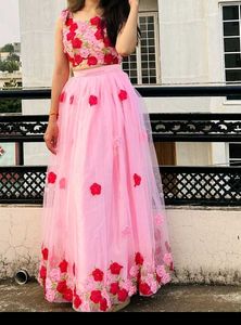 Beautiful Pink Floral Lehenga Choli Set