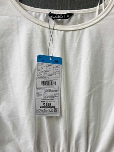 Chic White Ruched Waist Top