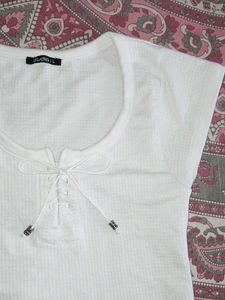 White Cropped Lace-Up Top