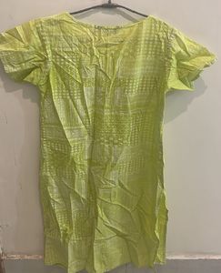 Lime Green Printed Kurta