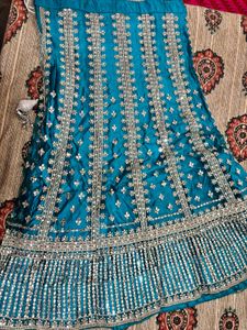 Stunning Embellished Teal Lehenga Skirt