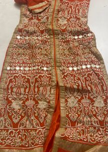 Exquisite Orange Embroidered Kurta Set
