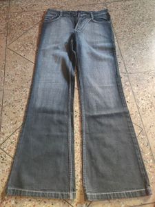 Best UNISEX fitted, Trending Style Semi Faded Black Jeans with 32 Waist Size, BACK Embroidery - SAFFRON jeans