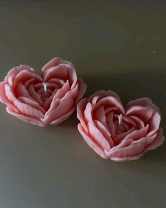 Pink Rose Heart Shaped Candles (Set of 1)