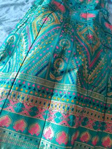 Green &amp; Gold Brocade lehanga
