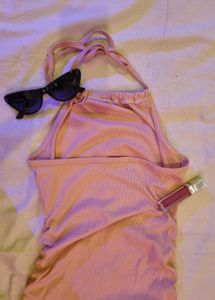 Pink Halter Neck Bodycon Dress