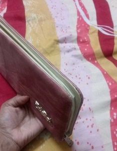 Zara Pink Suede Zip Around Wallet