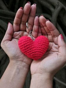 Red Crochet Heart Keychain