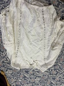 Elegant White Lace Trimmed Top